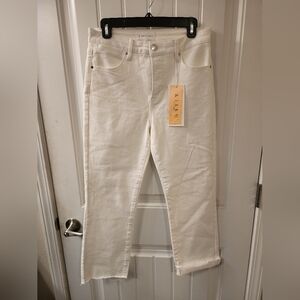 Risen Jeans White Straight Leg Raw Hem Denim Size 11/30 NWT